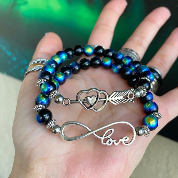 Iridecent beads heart arrow & infinity love set - Picture 10 of 10